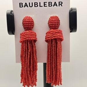 BaubleBar Red Beaded Tassel Earrings